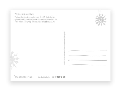 Postkarte "Finni & Rudi" – Adventszeit *Überall soll Friede sein