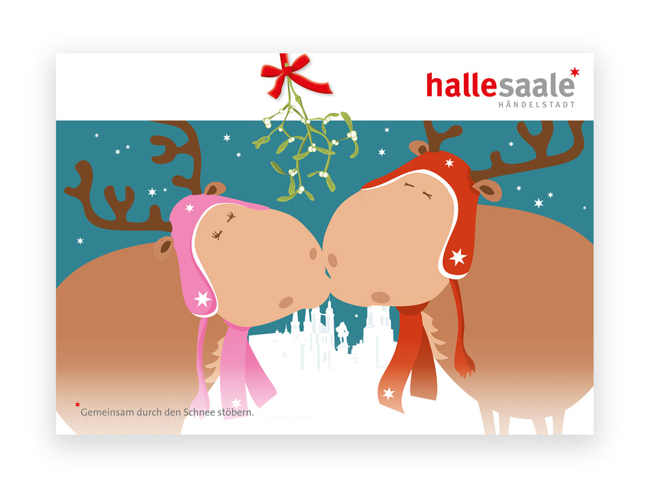 Postkarte "Finni & Rudi" – Adventszeit * Gemeinsam durch den Schnee stöbern