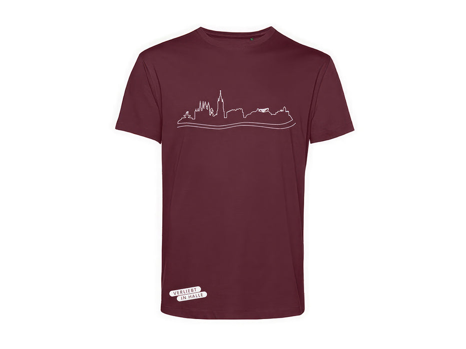 T-Shirt "Verliebt in Halle" unisex weinrot