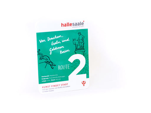 Kunst findet Stadt Die Route 2 der "Kunststadt-Pläne" illustriert Sagen, Legenden und das Leben leibhaftiger Hallenser, Halloren und solcher, die es hätten sein wollen – in Halle nennt man sie Hallunken.