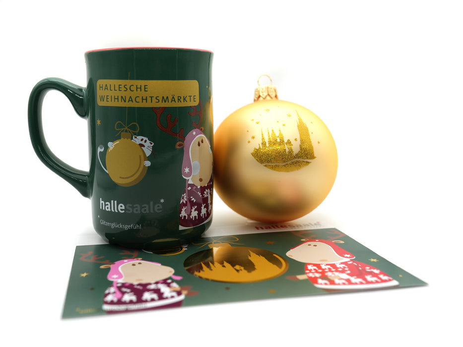 Weihnachtsbundle "Glitzerglücksgefühl" mit Tasse, Kuller und Karte