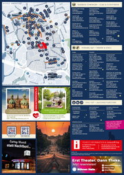 Der „Nachtstadtplan Halle (Saale)“ ist ein lebendiger Stadtplan mit detaillierten Clubs, Theatern, Bars und Chill-Spots sowie eingefügten Fotos von Sehenswürdigkeiten und Veranstaltungen. Er listet Veranstaltungsorte wie die Halleschen Bühnen und Restaurants auf und bietet außerdem Informationen zum Nachtleben und zu Sehenswürdigkeiten.