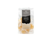 Die Halleschen Schnongse Salzbonbons „Vitamin-Sole“ zuckerfrei der Soole eG präsentieren sich in einem transparenten Beutel mit runden, bernsteinfarbenen Bonbons. Das schwarz-weiße Salz & Mehr Logo ziert die Verpackung. Die veganen Leckereien sind unten auf der Website aufgeführt und enthalten vitaminreiche Zutaten auf Salzbasis.