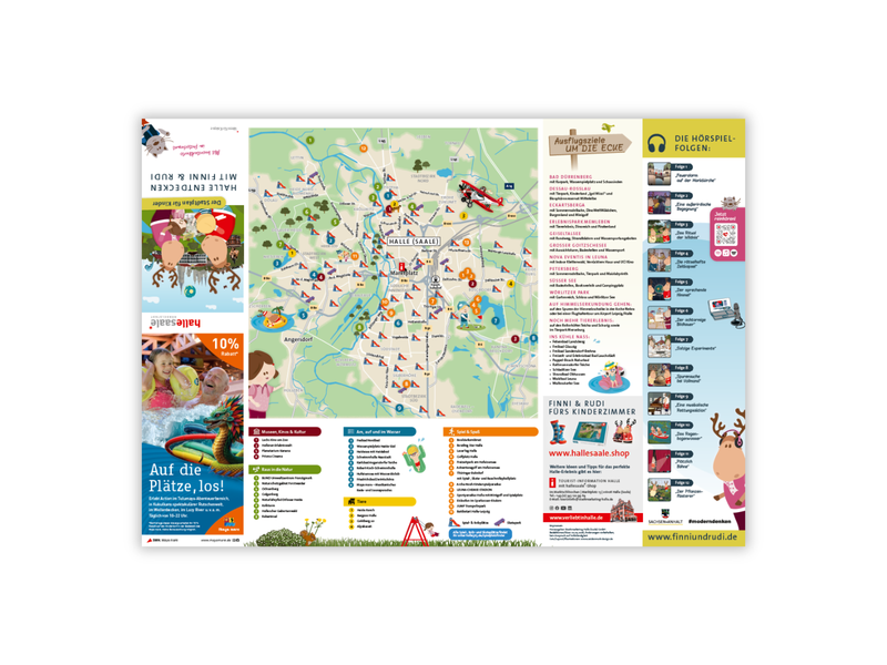 Der Stadtplan für Kinder – "Halle entdecken mit Finni & Rudi"