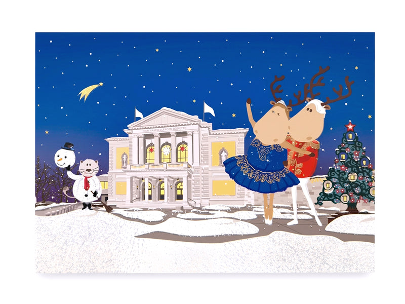 Postkarte "Finni & Rudi" – Adventszeit * Glitzerschnee