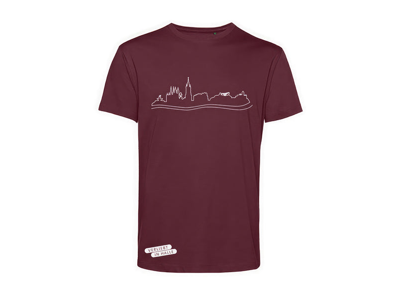 T-Shirt "Verliebt in Halle" unisex weinrot