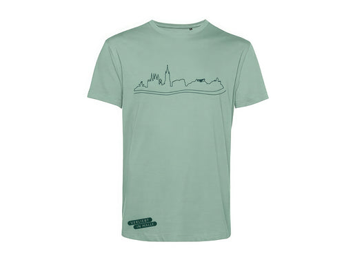 T-Shirt "Verliebt in Halle" unisex salbeigrün