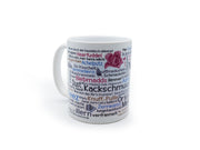 Hier draus wird jeschlabbert&nbsp; Diese Tasse ist wirklich buddzsch und wer reinillert, entdeckt bestimmt einen Schmackofatz für sich.  Künstlerin: Selina Peterson.  Produktinformationen:  Tasse, Kaffeebecher, Teepott&nbsp;mit Begriffen in Hallescher Mundart Spülmaschinen geeignet Material: Keramik Fabe: weiß Fassungsvermögen: ca. 0,2 l