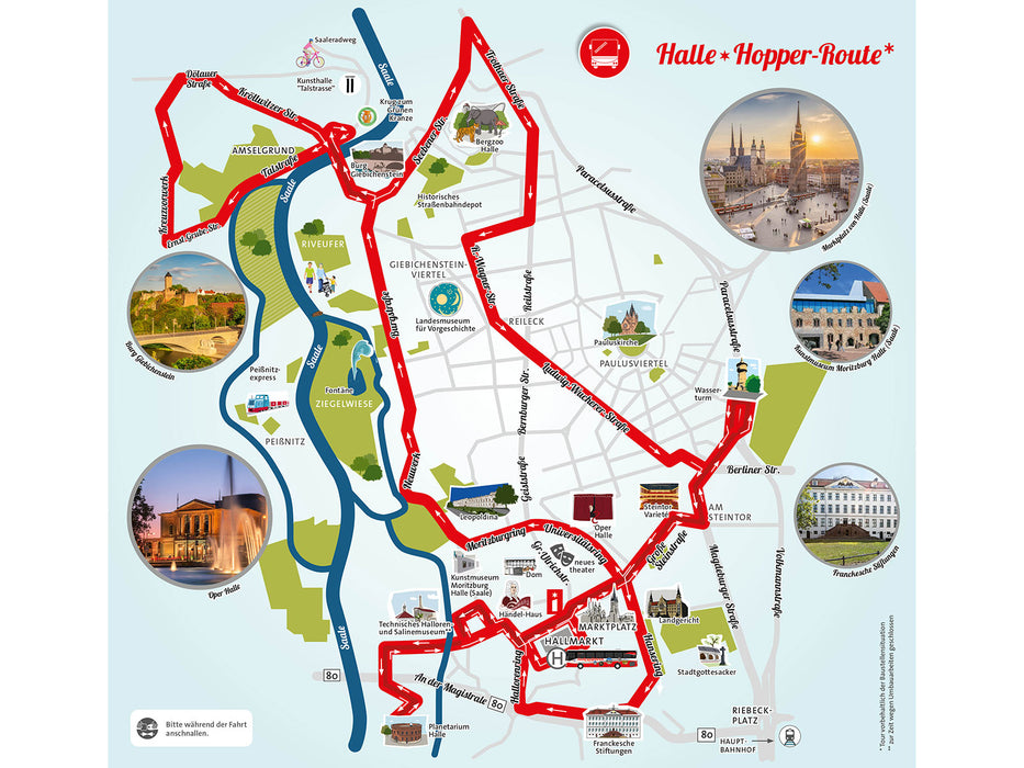 Flyer "City tours with the Halle-Hopper" summer timetable (April–October)
